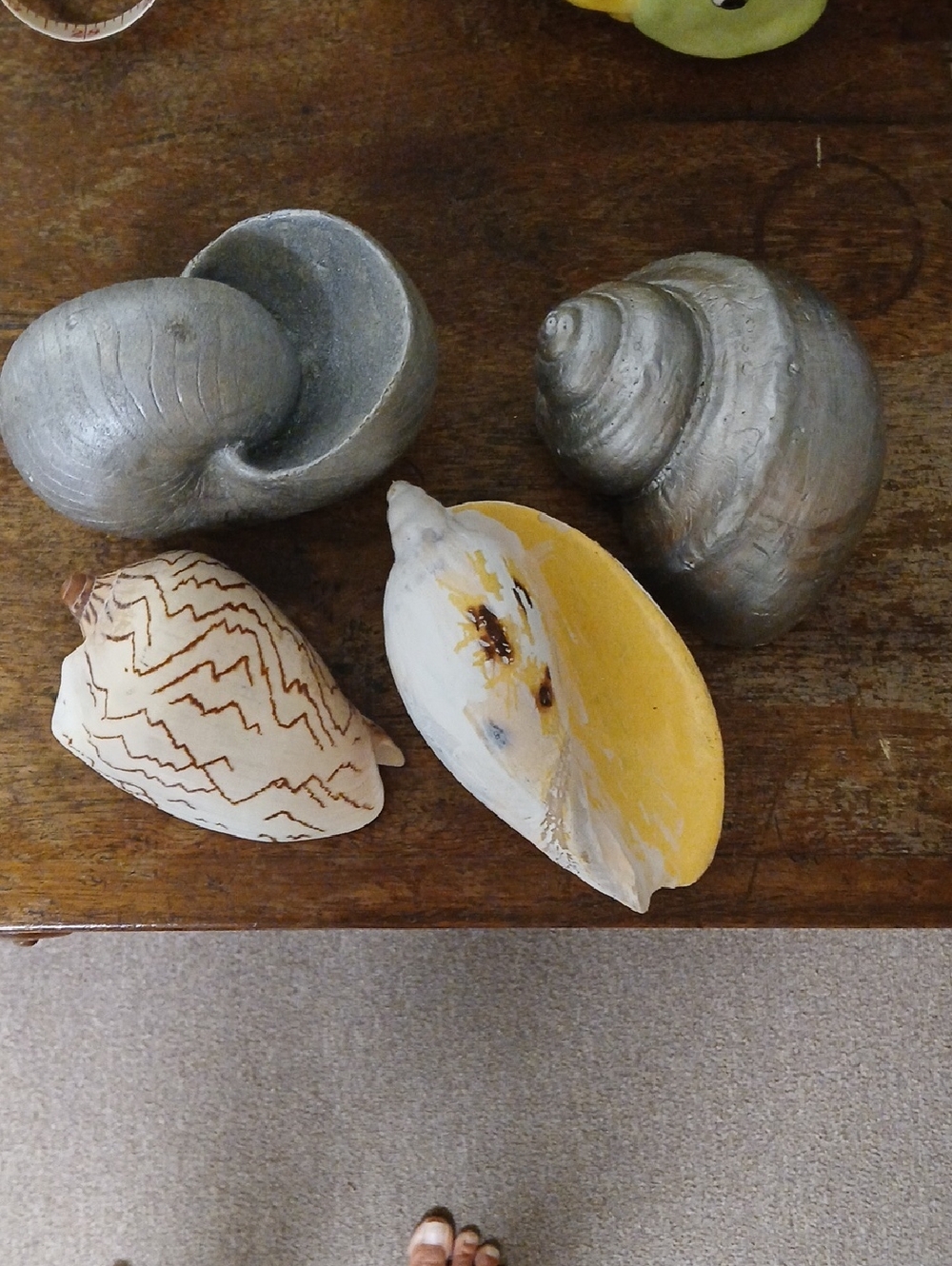 Decorative Silver and Yellow Shell Accent Set - Home Art